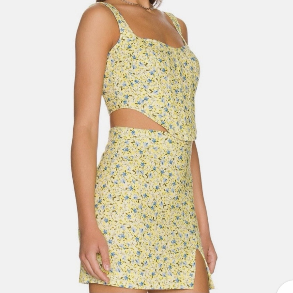 Bardot Yellow Floral Top and Skirt Set